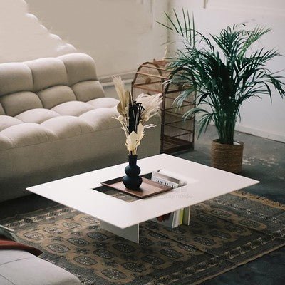 Table d'appoint en métal pour salon moderne — finition laquée piano, robuste chic - IVOIRART.COM