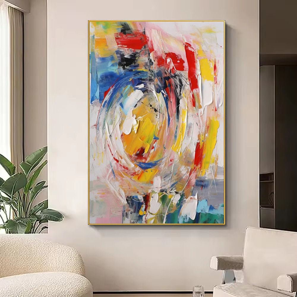 Tableau à l'huile fait main sur toile abstrait moderne pour le salon sans cadre. - IVOIRART.COM