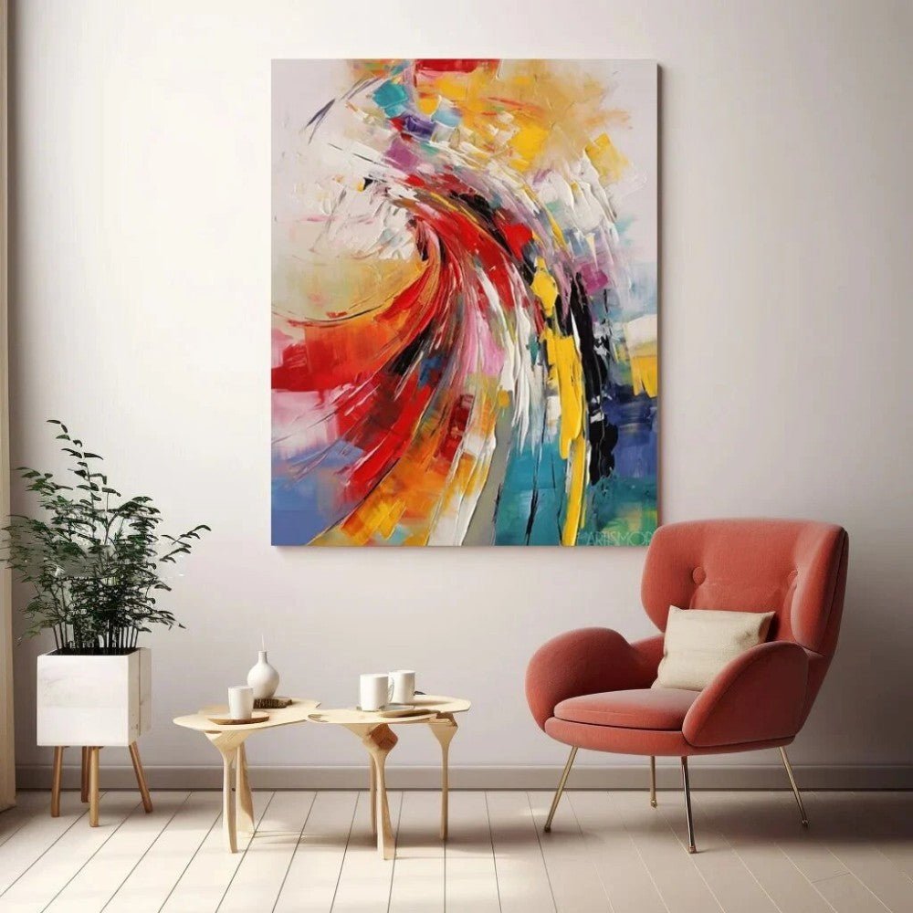 Tableau à l'huile fait main sur toile abstrait moderne pour le salon sans cadre. - IVOIRART.COM