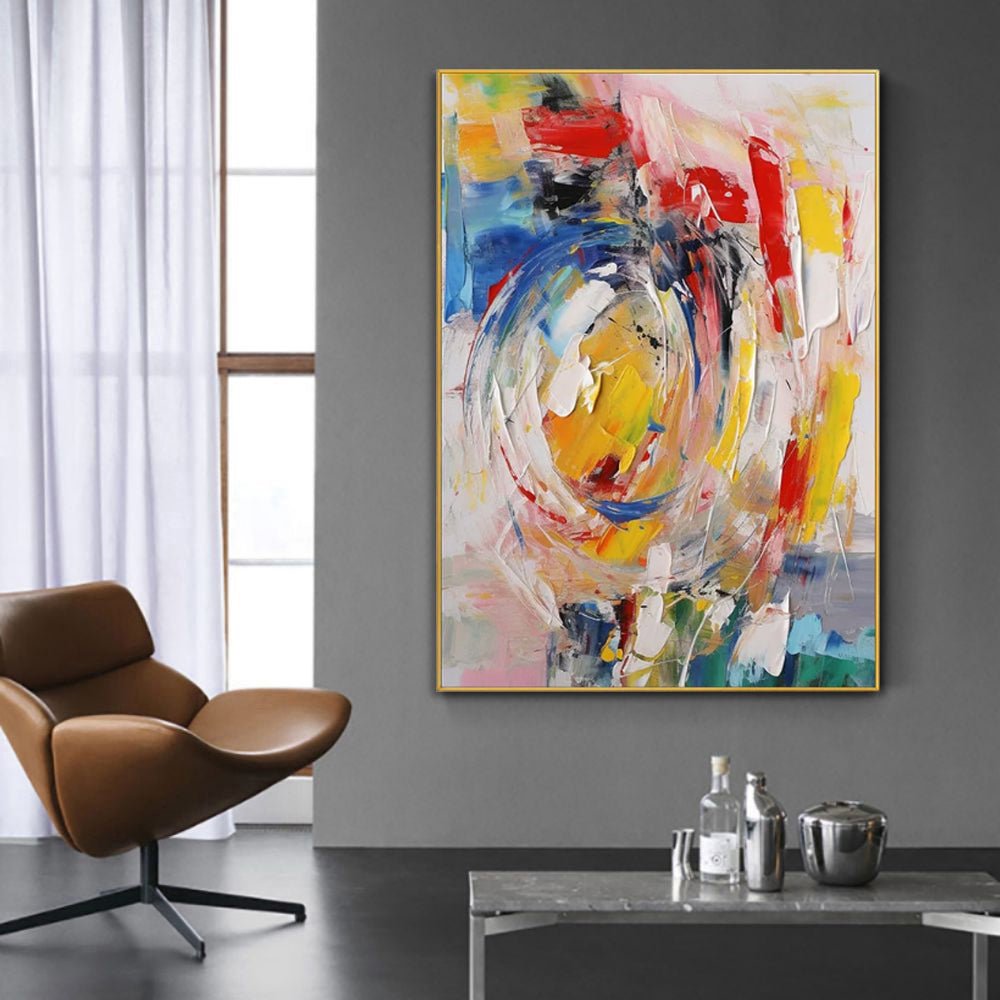 Tableau à l'huile fait main sur toile abstrait moderne pour le salon sans cadre. - IVOIRART.COM