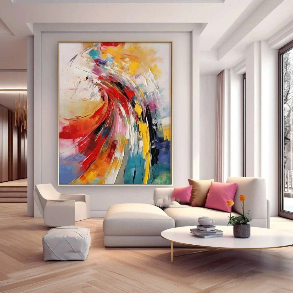 Tableau à l'huile fait main sur toile abstrait moderne pour le salon sans cadre. - IVOIRART.COM