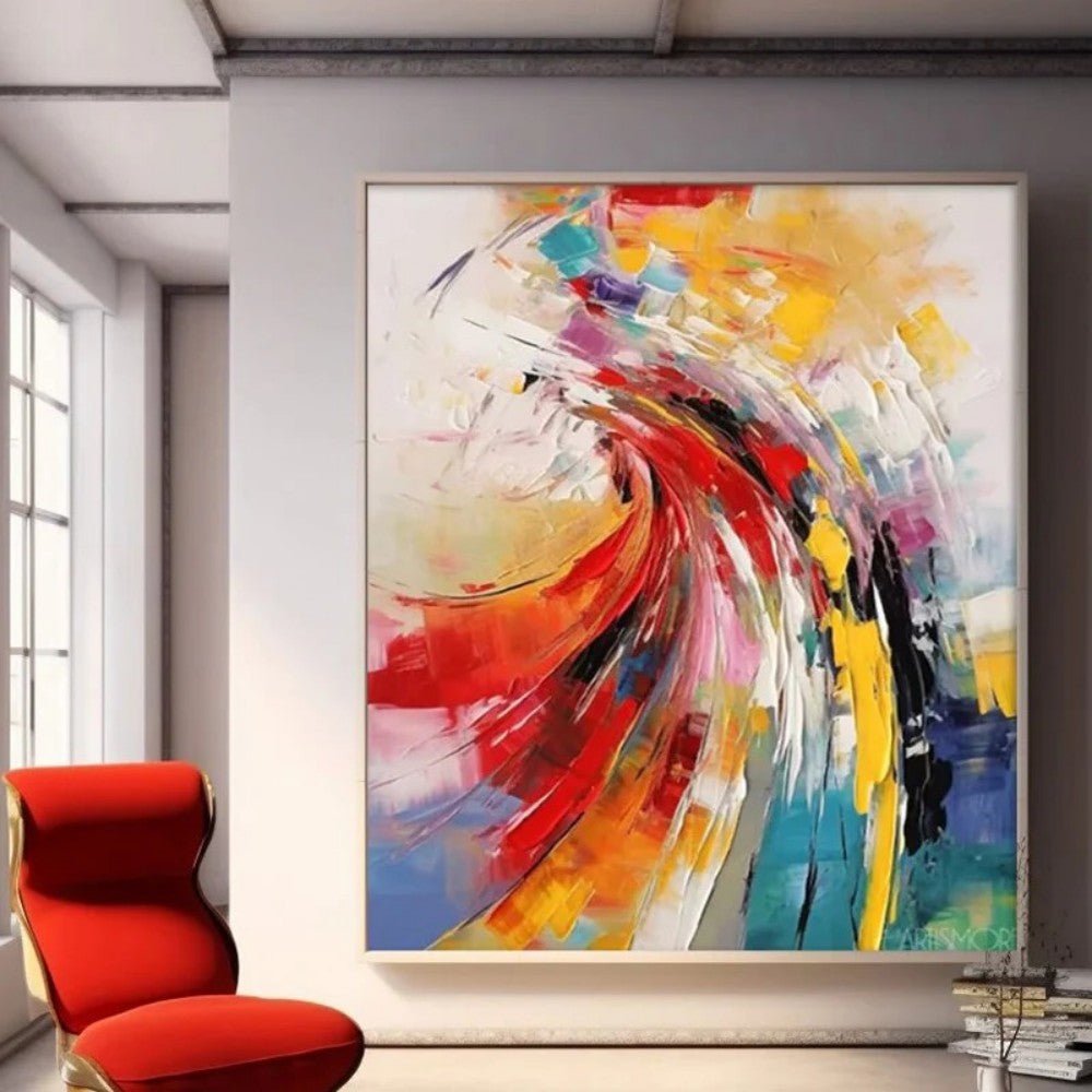 Tableau à l'huile fait main sur toile abstrait moderne pour le salon sans cadre. - IVOIRART.COM