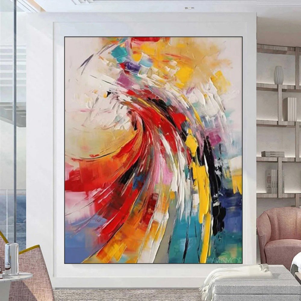 Tableau à l'huile fait main sur toile abstrait moderne pour le salon sans cadre. - IVOIRART.COM