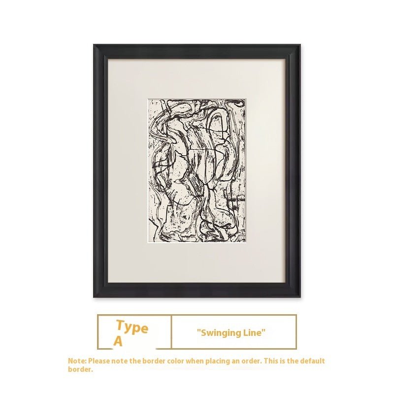 Tableau abstrait lignes noir et blanc haut de gamme pour suspension décor rétro. - IVOIRART.COM