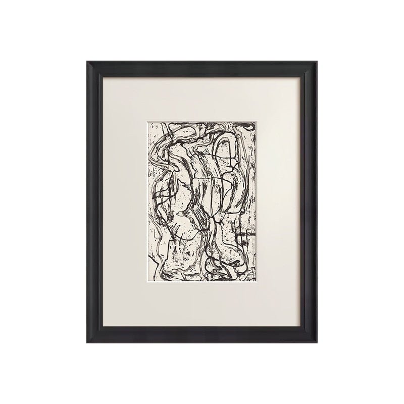 Tableau abstrait lignes noir et blanc haut de gamme pour suspension décor rétro. - IVOIRART.COM