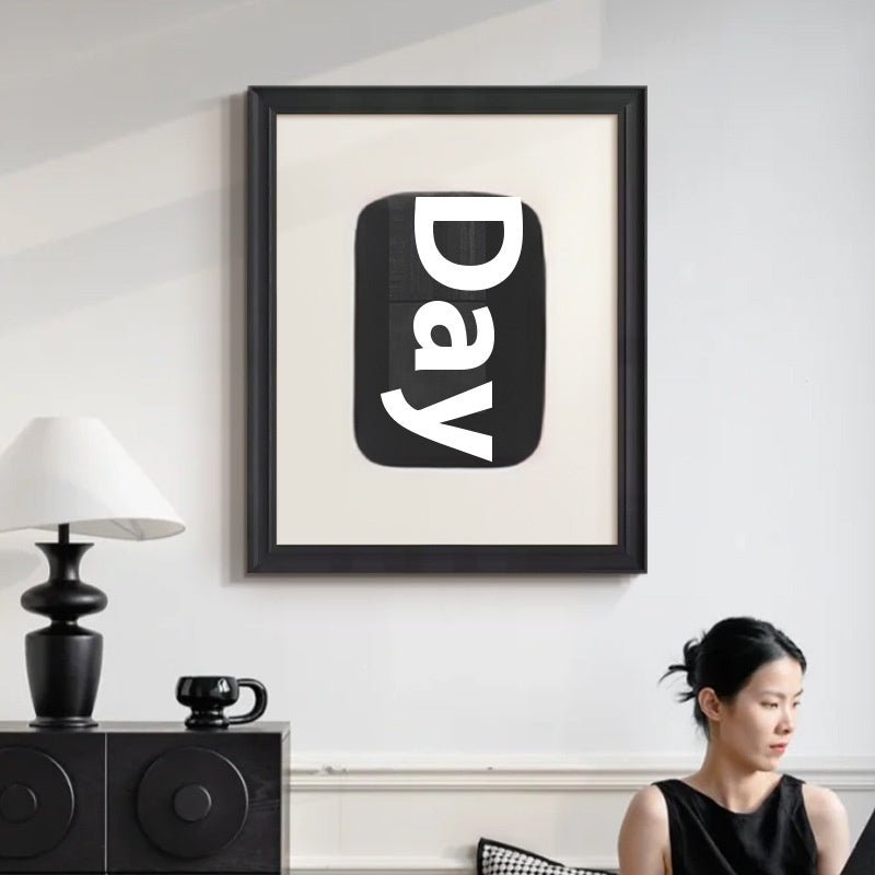 Tableau abstrait lignes noir et blanc haut de gamme pour suspension décor rétro. - IVOIRART.COM