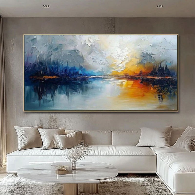Tableau abstrait moderne toile peinte à la main pour salon décoration murale art - IVOIRART.COM