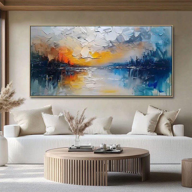 Tableau abstrait moderne toile peinte à la main pour salon décoration murale art - IVOIRART.COM