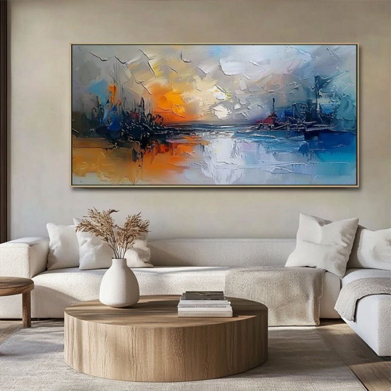 Tableau abstrait moderne toile peinte à la main pour salon décoration murale art - IVOIRART.COM