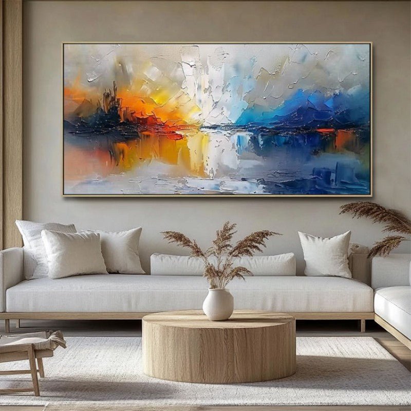 Tableau abstrait moderne toile peinte à la main pour salon décoration murale art - IVOIRART.COM
