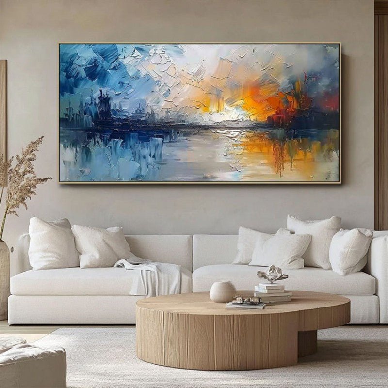Tableau abstrait moderne toile peinte à la main pour salon décoration murale art - IVOIRART.COM