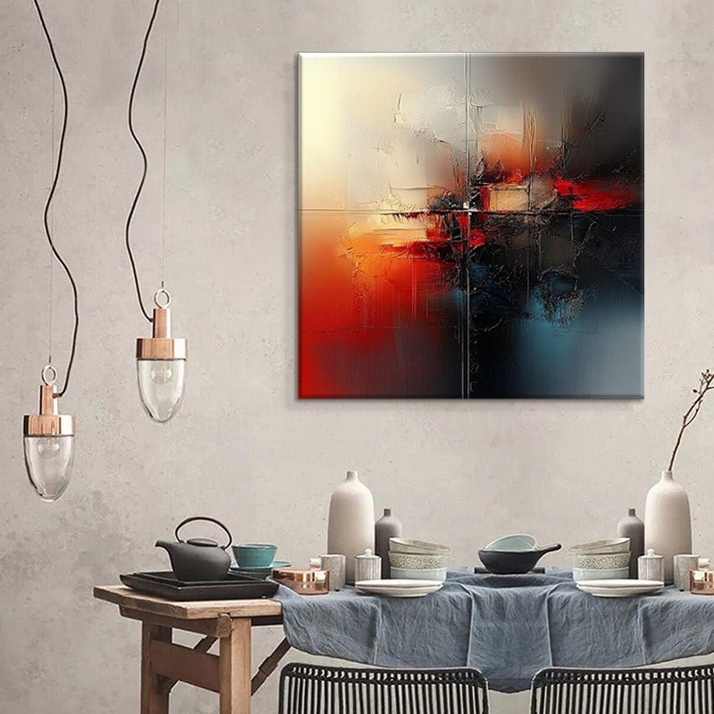 Tableau abstrait rouge peint à la main sur toile- décor mural moderne sans cadre - IVOIRART.COM