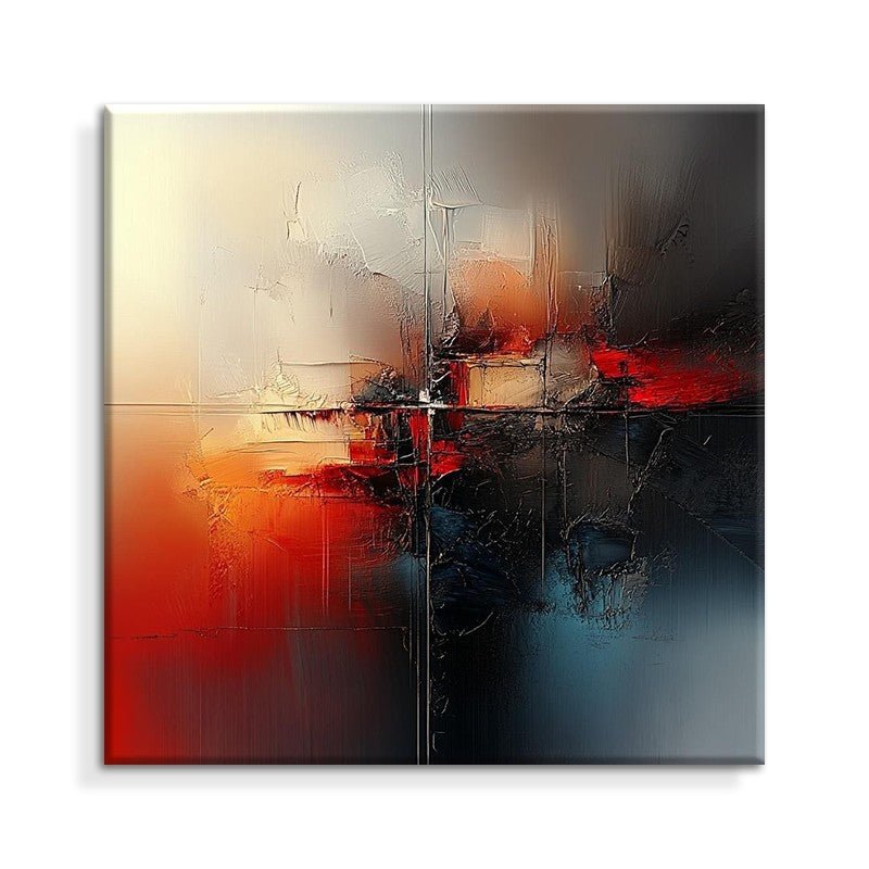Tableau abstrait rouge peint à la main sur toile- décor mural moderne sans cadre - IVOIRART.COM