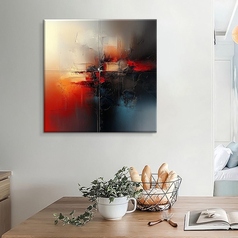 Tableau abstrait rouge peint à la main sur toile- décor mural moderne sans cadre - IVOIRART.COM