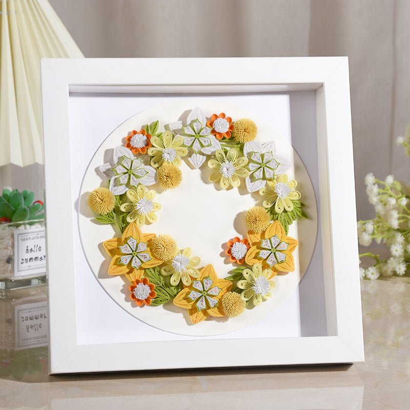 Tableau en papier quilling matelassé - Peinture créative artisanale et guirlande - IVOIRART.COM