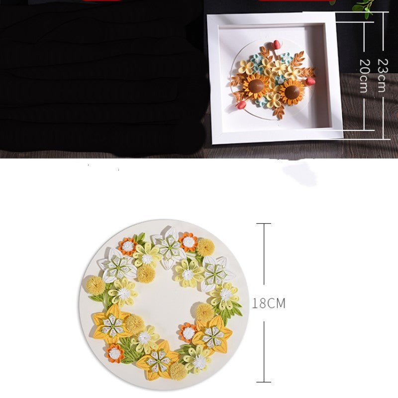 Tableau en papier quilling matelassé - Peinture créative artisanale et guirlande - IVOIRART.COM