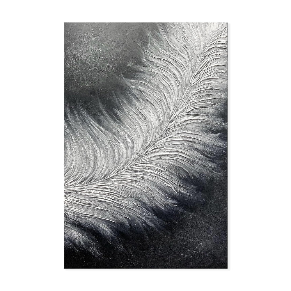 Tableau huile abstrait noir et blanc fait main sur toile moderne grand format XL - IVOIRART.COM