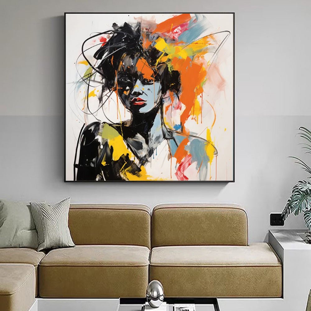 Tableau huile Banksy style graffiti moderne portrait peint à la main sur toiles. - IVOIRART.COM