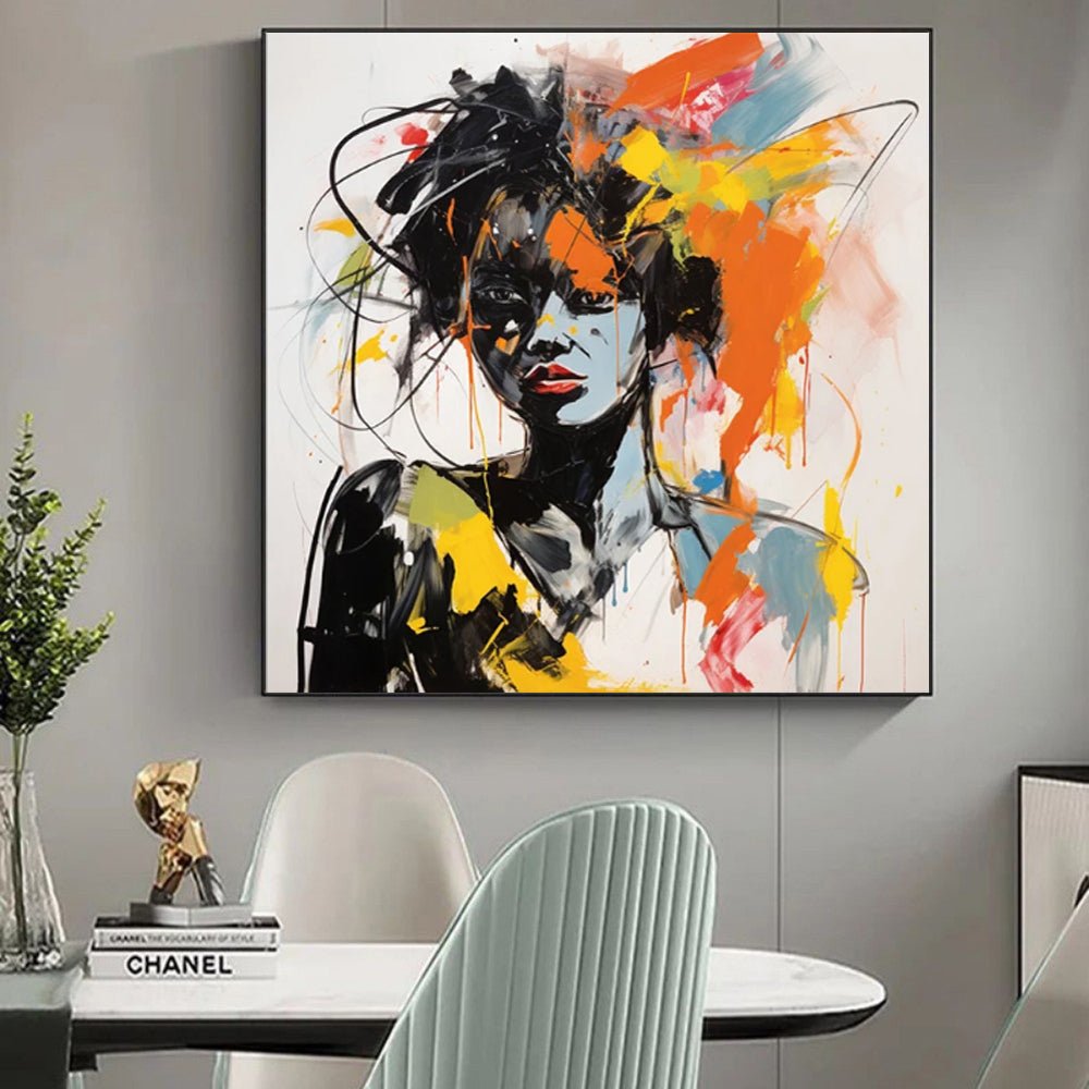 Tableau huile Banksy style graffiti moderne portrait peint à la main sur toiles. - IVOIRART.COM
