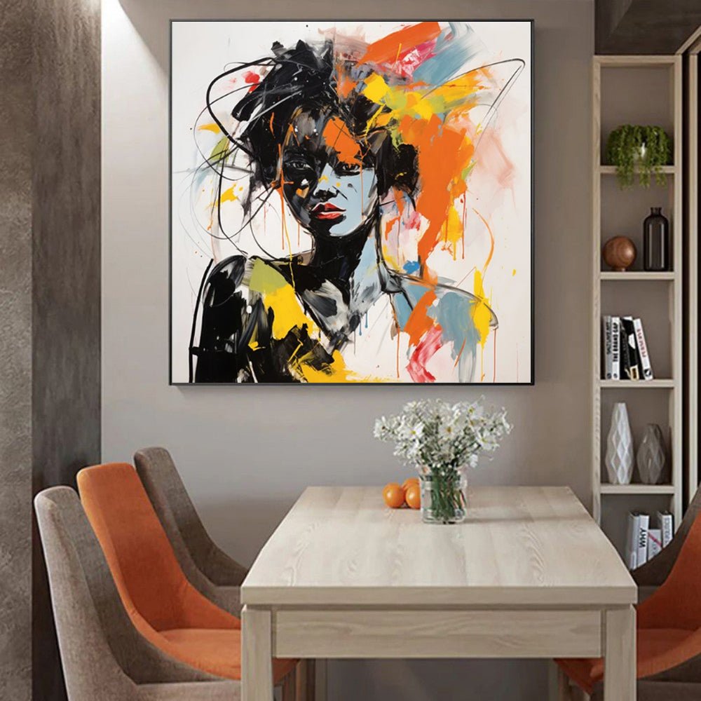 Tableau huile Banksy style graffiti moderne portrait peint à la main sur toiles. - IVOIRART.COM