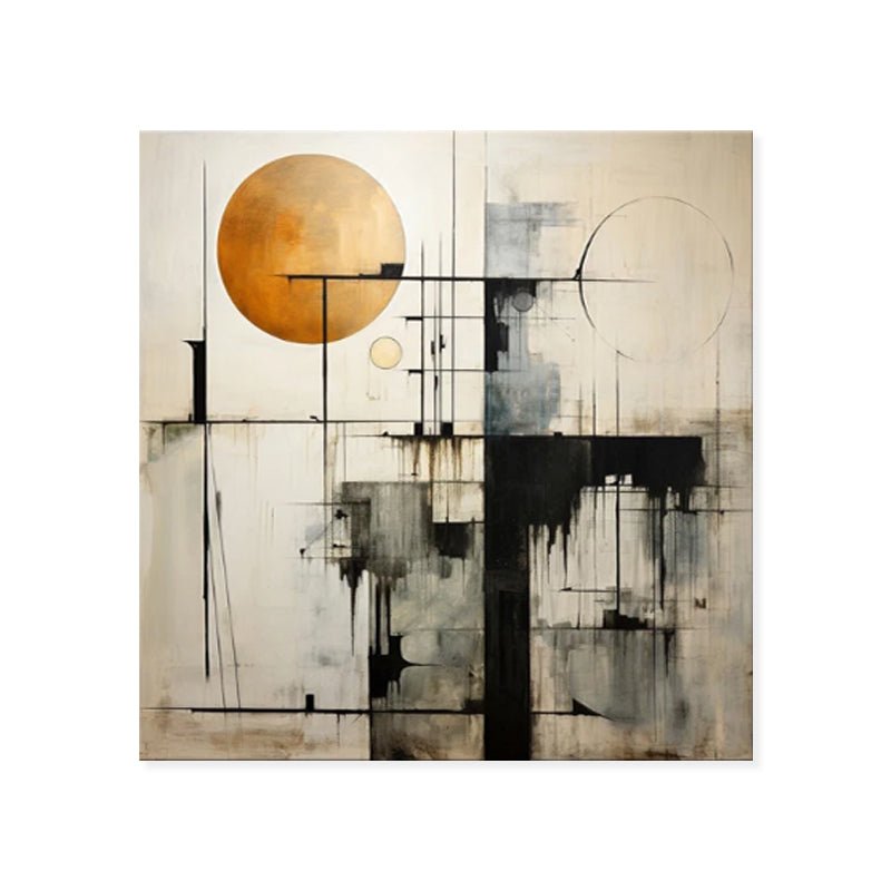 Tableau huile fait main abstrait noir et blanc toile non encadrée moderne carrés - IVOIRART.COM