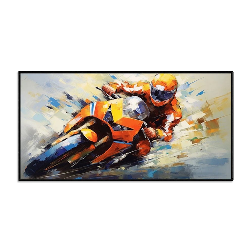 Tableau huile fait main Moto sport garçon fille déco sans cadre cadeau pour club - IVOIRART.COM