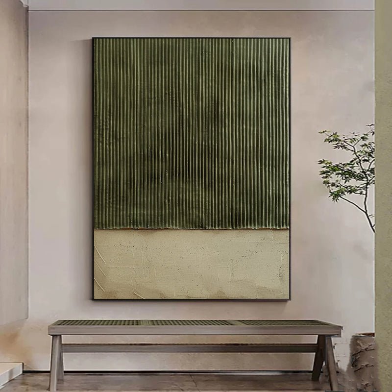 Tableau huile peint à la main sur toile, abstrait moderne vert, texture décor chic - IVOIRART.COM