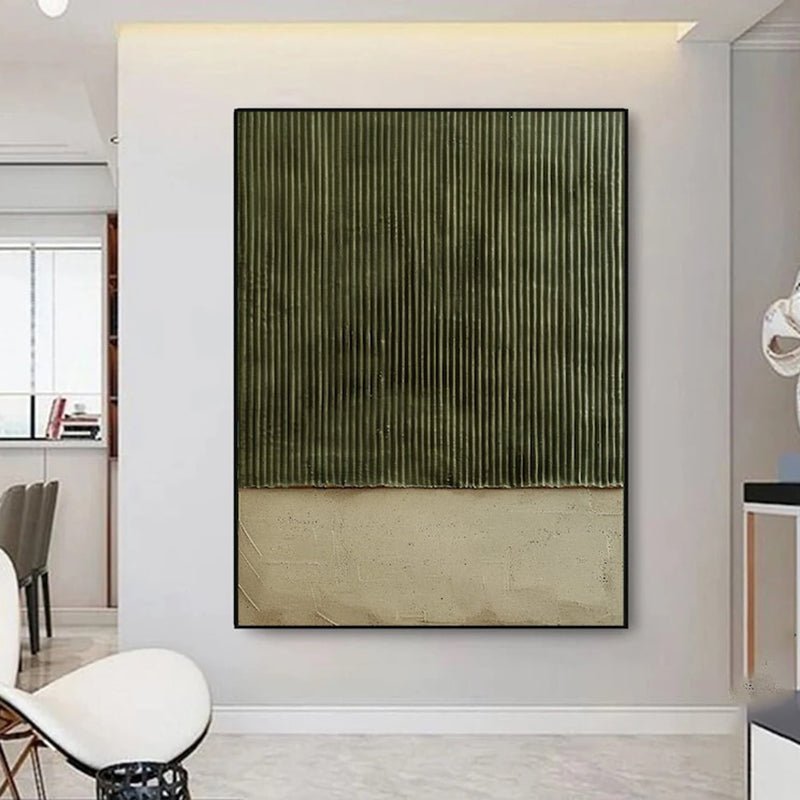 Tableau huile peint à la main sur toile, abstrait moderne vert, texture décor chic - IVOIRART.COM