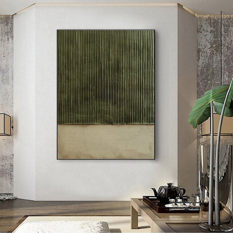Tableau huile peint à la main sur toile, abstrait moderne vert, texture décor chic - IVOIRART.COM