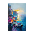 Tableau Huile Peint à la Main Toile Abstraite Scène Méditerranéenne Sans CadreHD - IVOIRART.COM