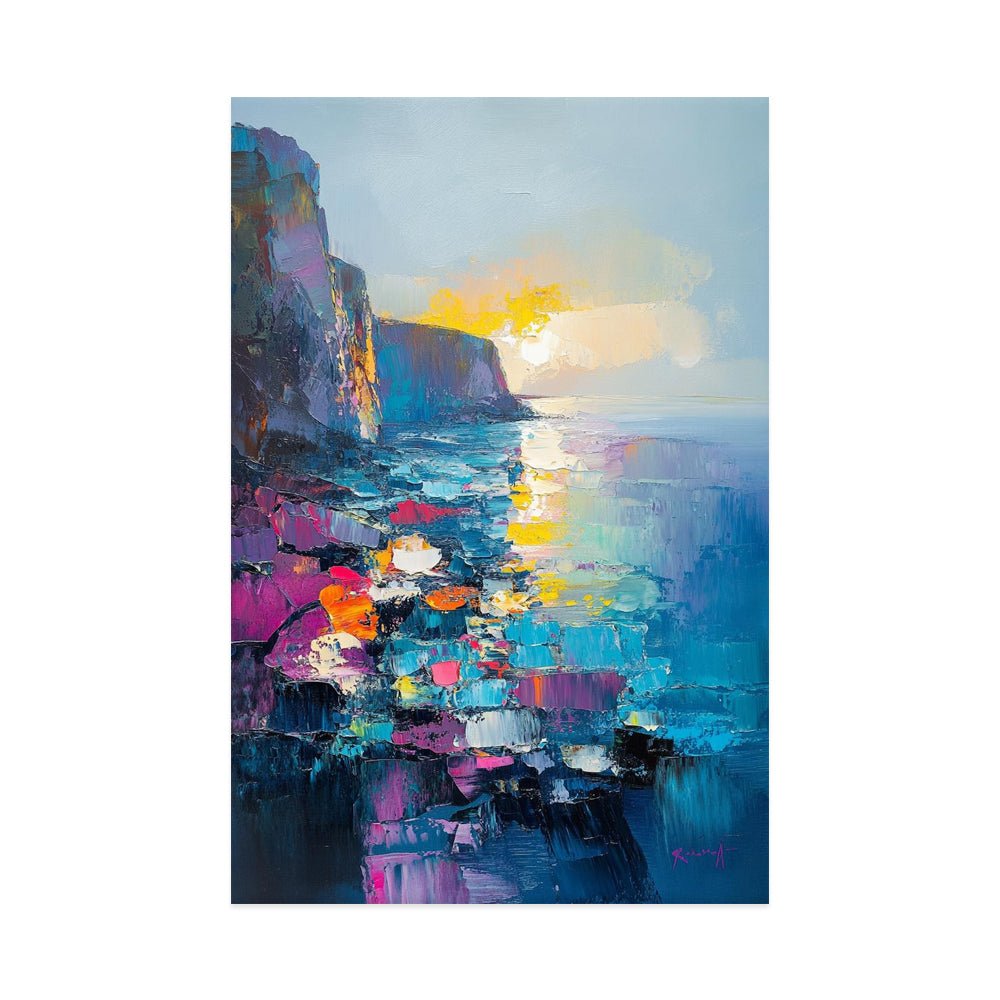 Tableau Huile Peint à la Main Toile Abstraite Scène Méditerranéenne Sans CadreHD - IVOIRART.COM