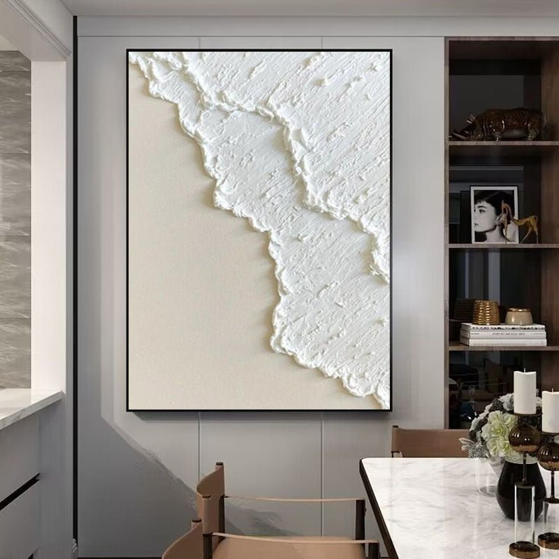 Tableau Huile Trois Dimensions Peint à la Main — Niché Blanc, Cadre au Choix PRO - IVOIRART.COM