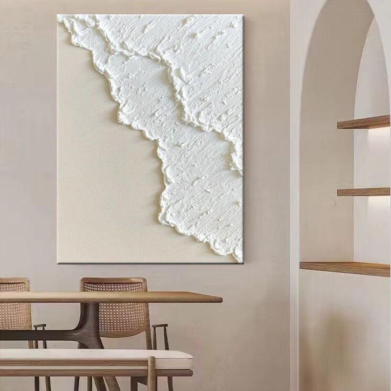 Tableau Huile Trois Dimensions Peint à la Main — Niché Blanc, Cadre au Choix PRO - IVOIRART.COM