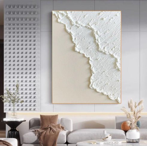 Tableau Huile Trois Dimensions Peint à la Main — Niché Blanc, Cadre au Choix PRO - IVOIRART.COM