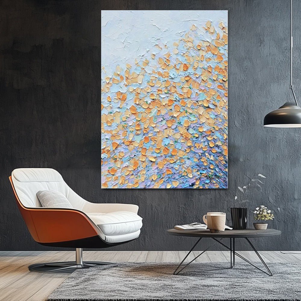 Tableau moderne floral peint à la main - Toile huile abstraite blocs de couleurs! - IVOIRART.COM