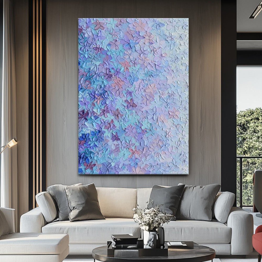 Tableau moderne floral peint à la main - Toile huile abstraite blocs de couleurs! - IVOIRART.COM