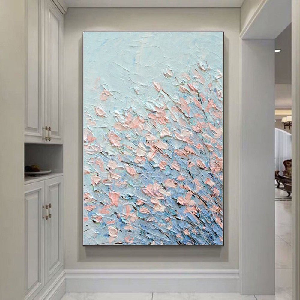 Tableau moderne floral peint à la main - Toile huile abstraite blocs de couleurs! - IVOIRART.COM