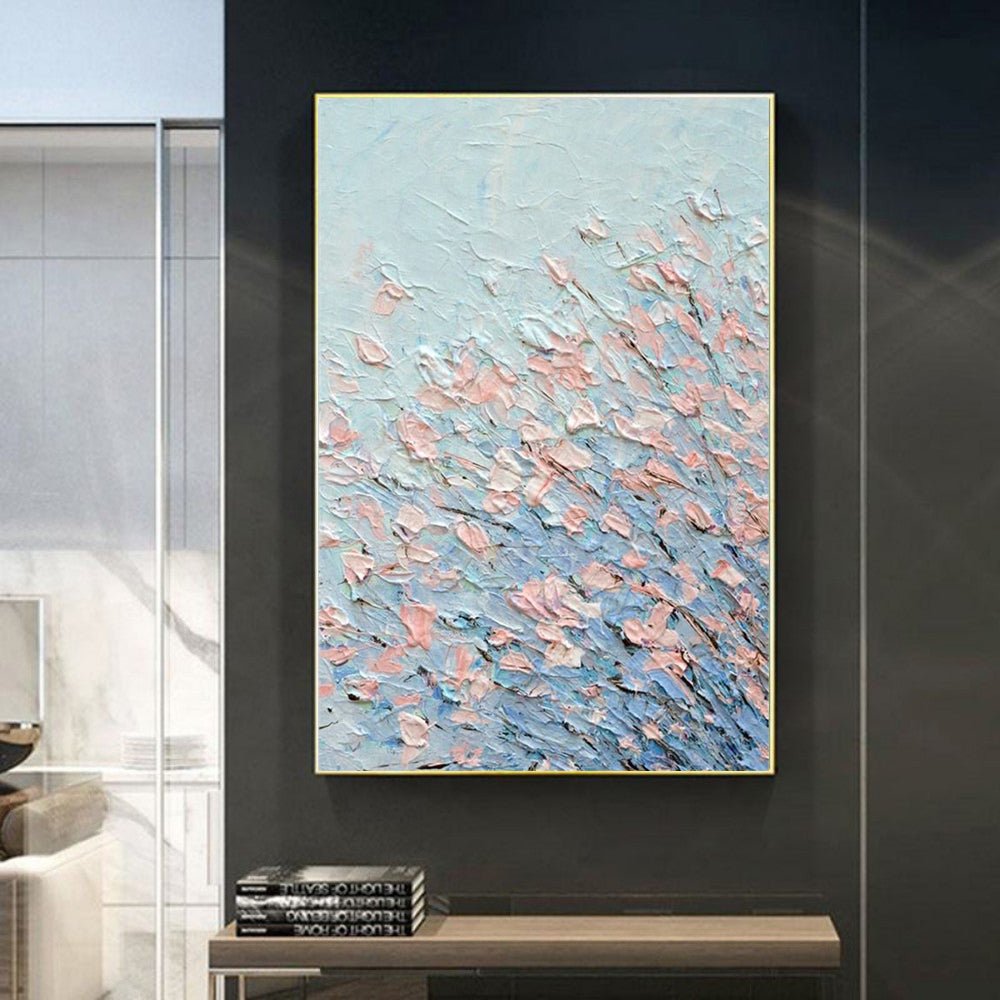 Tableau moderne floral peint à la main - Toile huile abstraite blocs de couleurs! - IVOIRART.COM