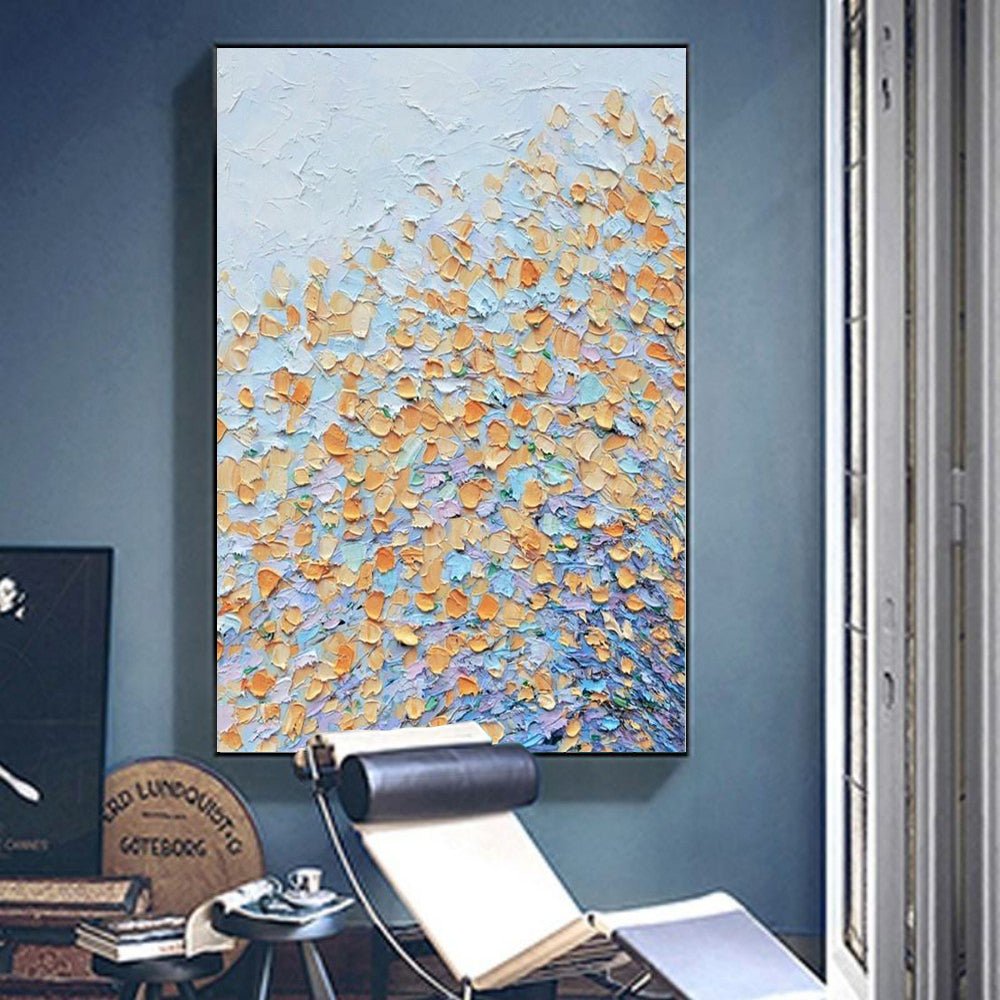 Tableau moderne floral peint à la main - Toile huile abstraite blocs de couleurs! - IVOIRART.COM