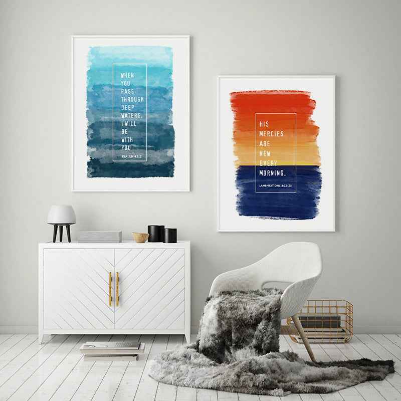 Tableau mural religieux nordique de versets bibliques sur toile - IVOIRART.COM