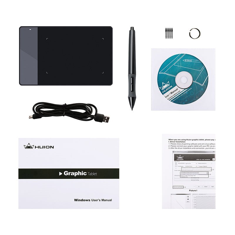 Tablette graphique électronique HUION 420 – Zone de travail 10,2 x 5,7 cm, haute précision - IVOIRART.COM