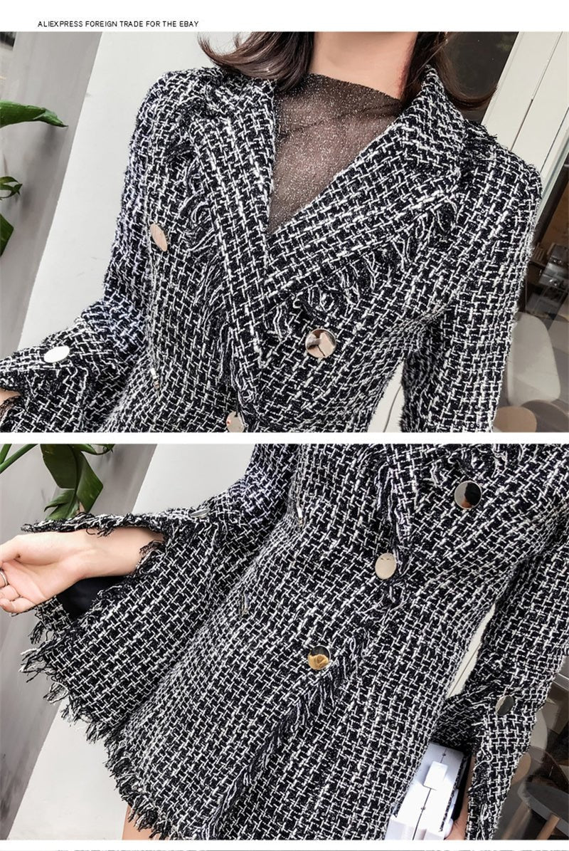 Tailleur court en tweed Fragrant Milk pour femme— veste longue et shorts élégant - IVOIRART.COM