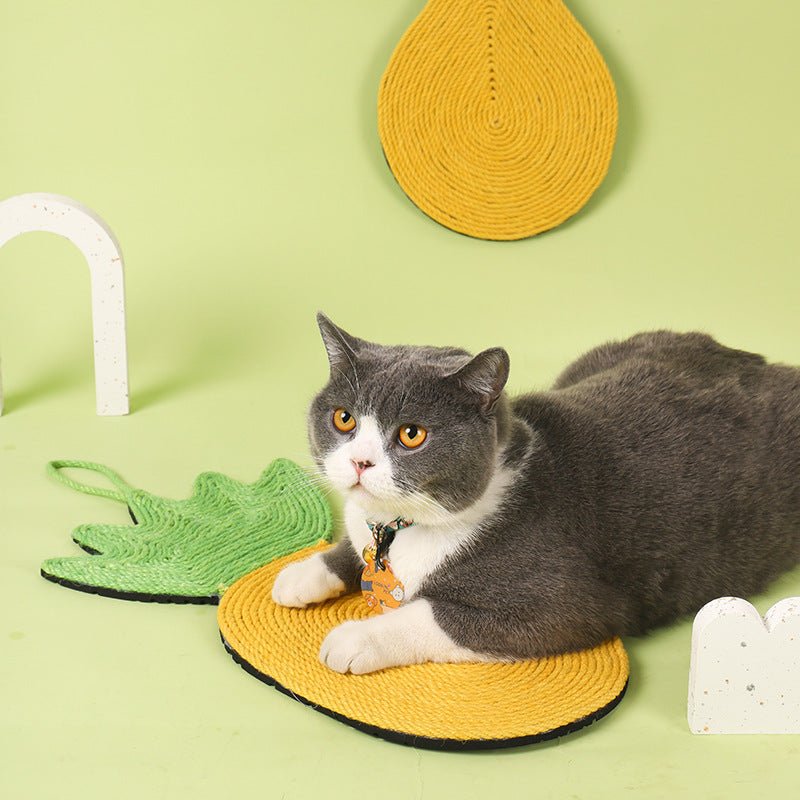 Tapis à griffes en corde de sisal sans débris tombants pour chat, décor ananas - IVOIRART.COM