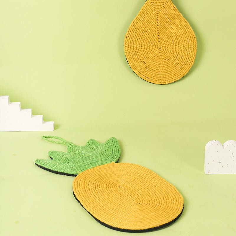Tapis à griffes en corde de sisal sans débris tombants pour chat, décor ananas - IVOIRART.COM