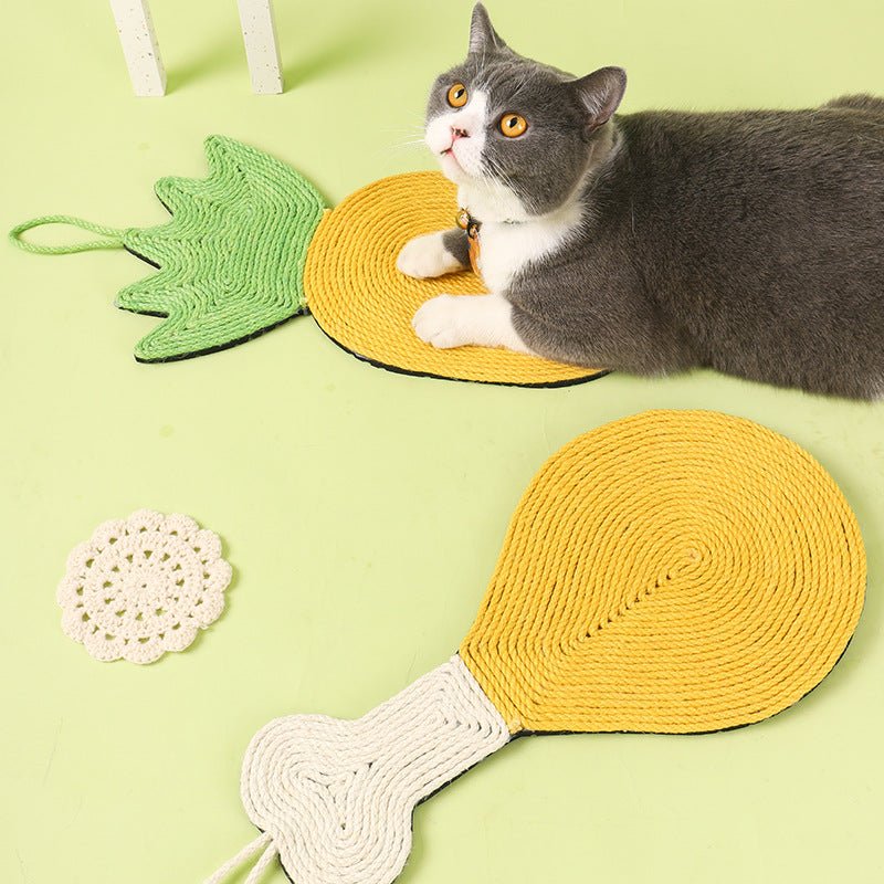 Tapis à griffes en corde de sisal sans débris tombants pour chat, décor ananas - IVOIRART.COM