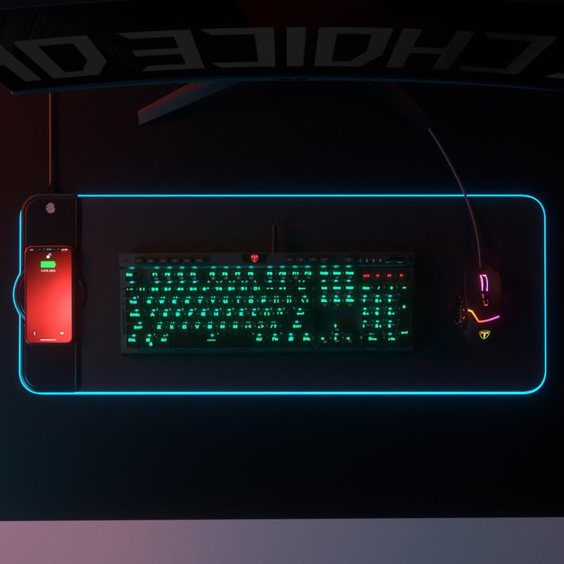 Tapis de Souris Sans Fil Chargeur Coloré avec Touches Empreinte Digitale - IVOIRART.COM