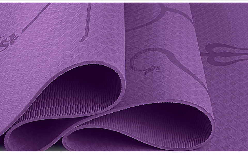 Tapis de Yoga Débutant Antidérapant en TPE avec Lignes de Position - 183×61×6 cm - IVOIRART.COM
