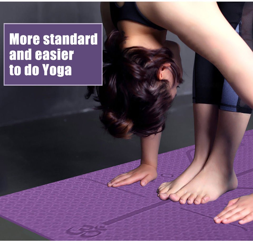 Tapis de Yoga Débutant Antidérapant en TPE avec Lignes de Position - 183×61×6 cm - IVOIRART.COM