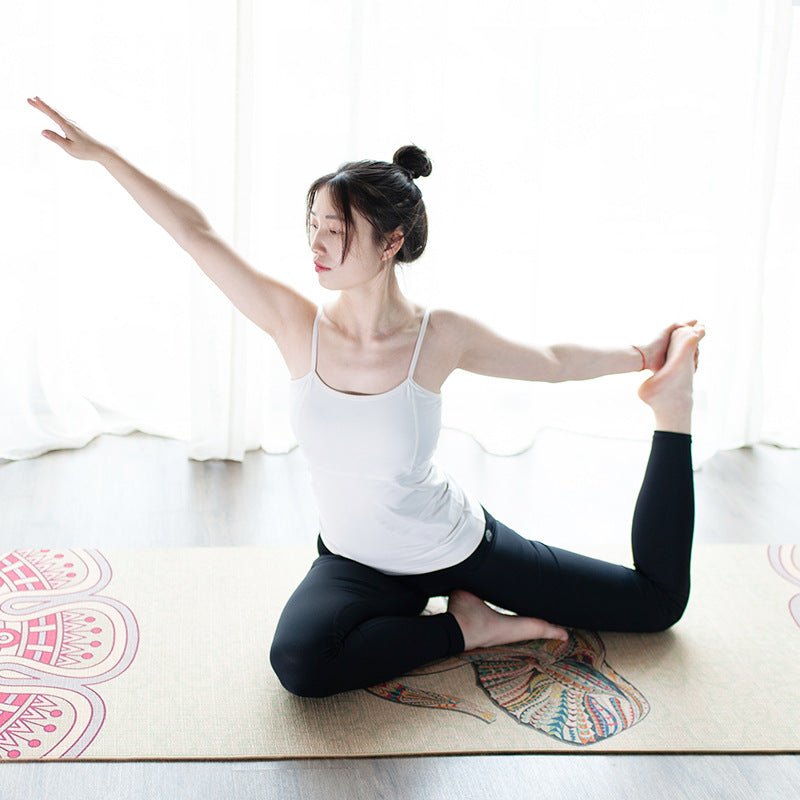 Tapis de yoga en lin et caoutchouc naturel 5mm — 183×68 mm, coloris Linen - Yoga! - IVOIRART.COM