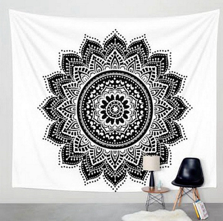 Tapisserie murale imprimée noir et blanc, serviette et couverture de plage - IVOIRART.COM